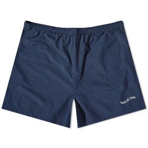 NWT Museum of Peace and Quiet Men's Wordmark Nylon 5" Shorts in Navy Large $125